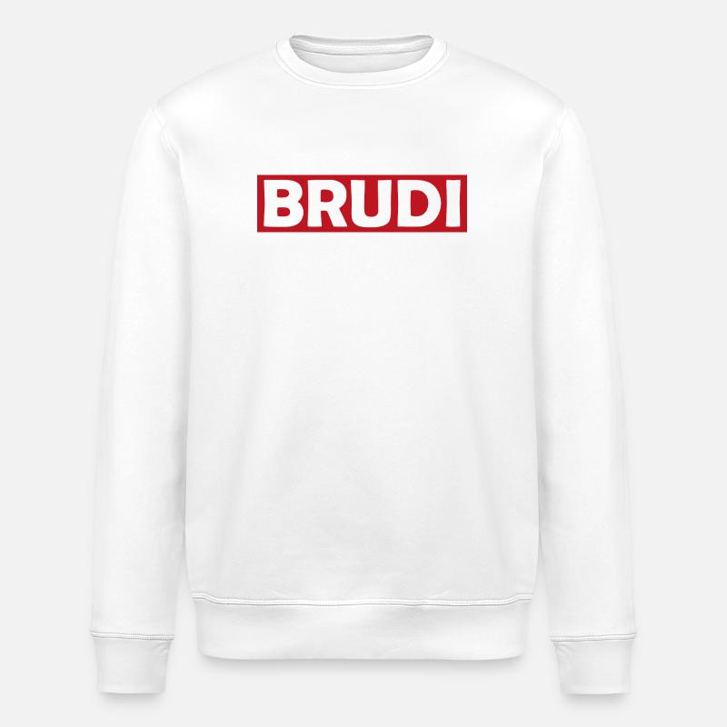 BRUDI Bold Red Logo Tee - Stanley/Stella Unisex Bio-Sweatshirt ROLLER - Weiß
