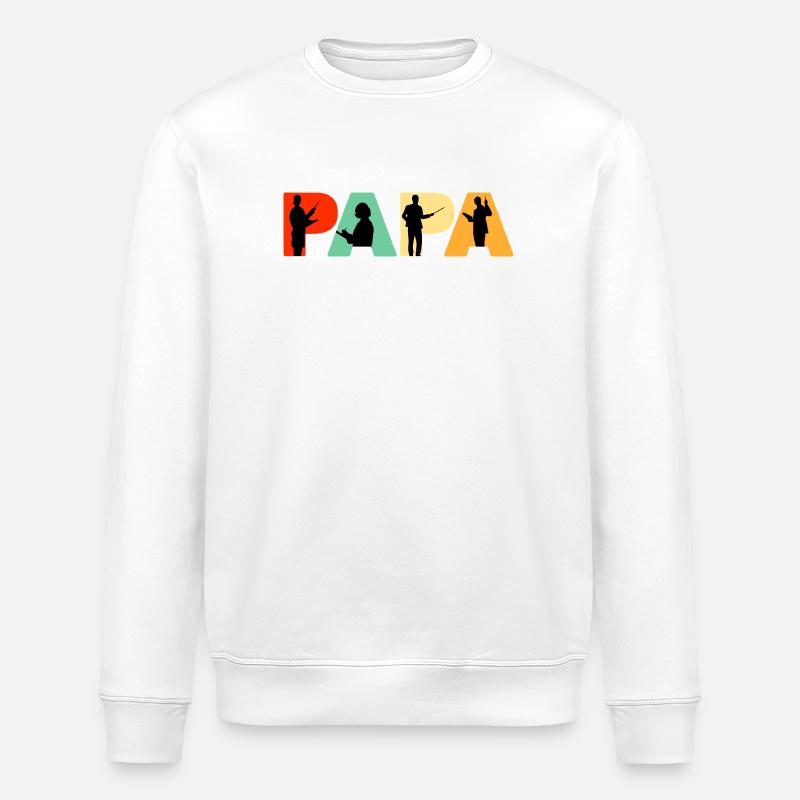 Papa Lehrer, Bildungsfachzeug-Silhouette - Stanley/Stella Unisex Bio-Sweatshirt ROLLER - Weiß