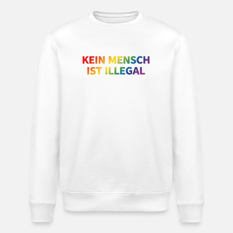 No One Is Illegal Rainbow - Stanley/Stella ROLLER Unisex Organic Sweatshirt - white