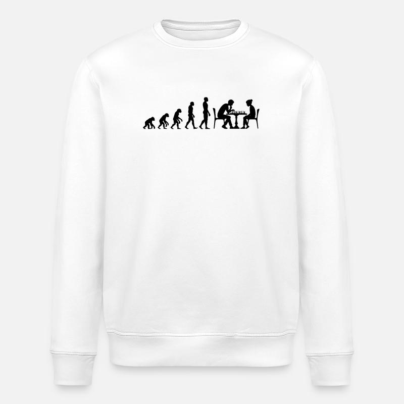EVOLUTION TO CHESS MASTER – MATE! CHESSLOVER - Stanley/Stella ROLLER Unisex Organic Sweatshirt - white
