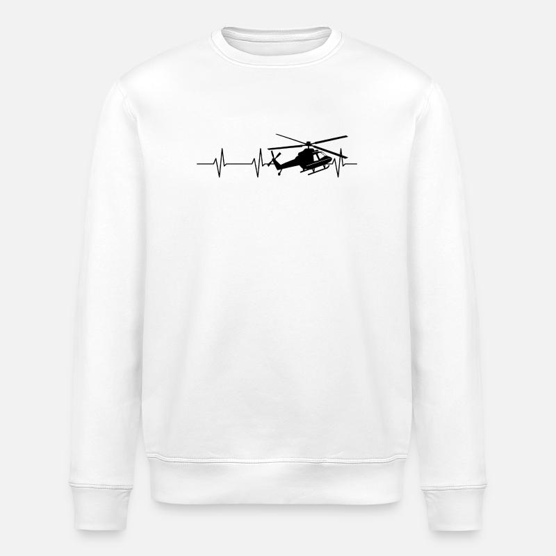 Hubschrauber Herzschlag Helikopter - Stanley/Stella Unisex Bio-Sweatshirt ROLLER - Weiß