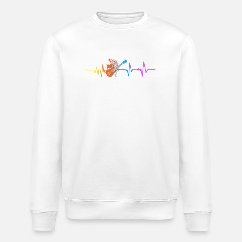 Hawaiian Ukulele Uke Heartbeat - Stanley/Stella Unisex Bio-Sweatshirt ROLLER - Weiß