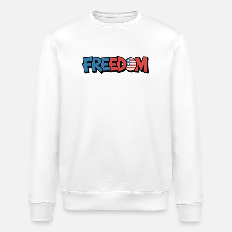 Freedom Typografie Statement Design - Stanley/Stella Unisex Bio-Sweatshirt ROLLER - Weiß