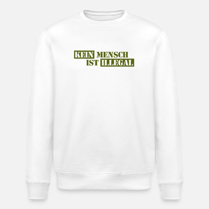 No One Is Illegal - Migration - Illegality - Stanley/Stella ROLLER Unisex Organic Sweatshirt - white