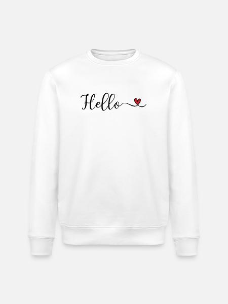 Hello Heart Typography - Stanley/Stella ROLLER Unisex Organic Sweatshirt - white