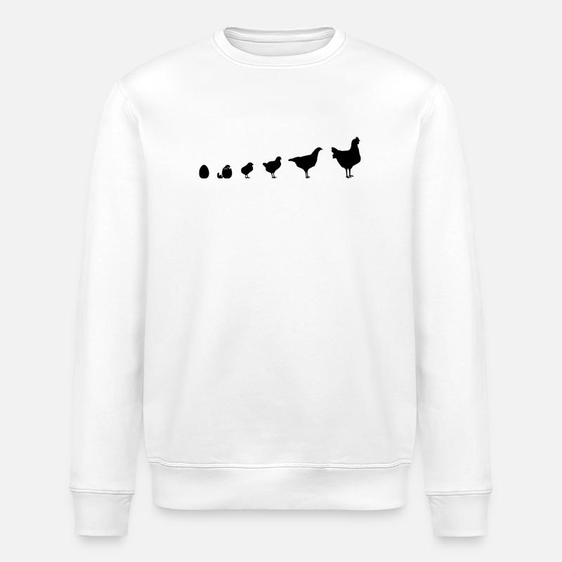 Instantané Famille de poussins, Poulet, Évolution, - Sweat bio ROLLER Stanley/Stella Unisexe - blanc