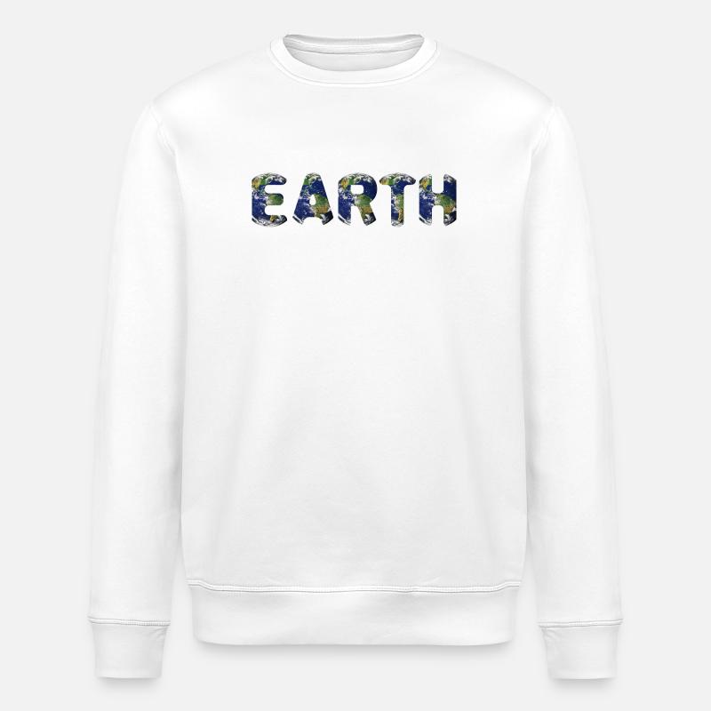 Vibrant Earth Globe Pattern - Stanley/Stella ROLLER Unisex Organic Sweatshirt - white