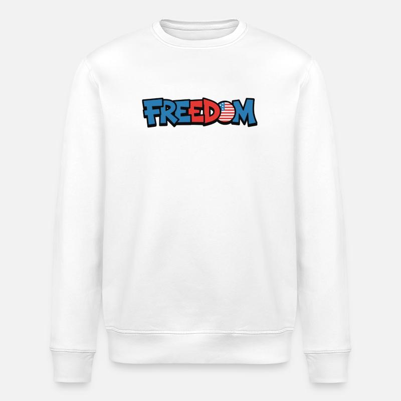 Freedom Typography Statement Design - Stanley/Stella ROLLER Unisex Organic Sweatshirt - white