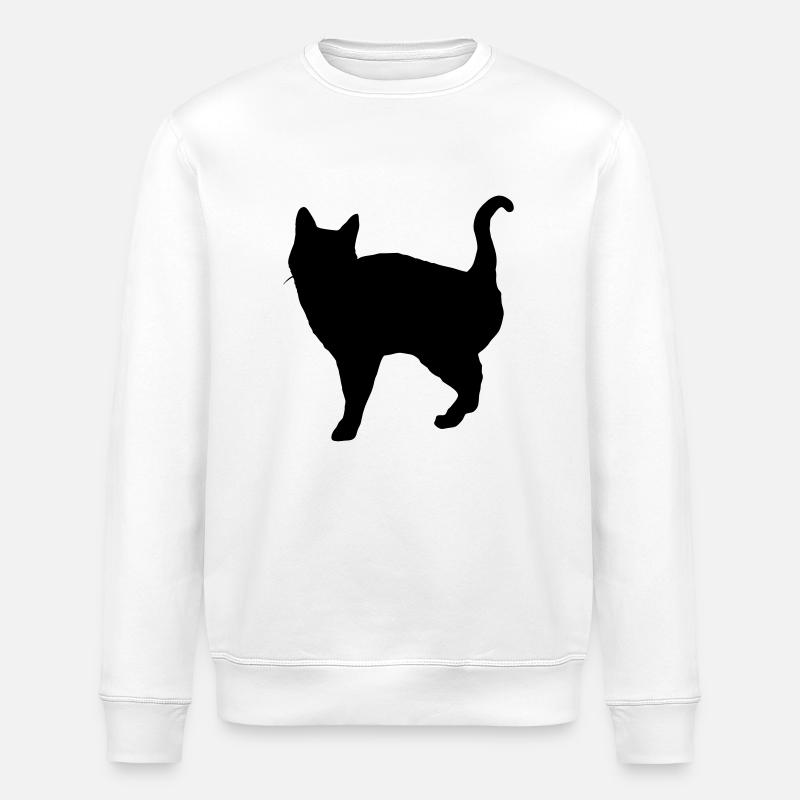 Vector Cat Silhouette - Stanley/Stella ROLLER Unisex Organic Sweatshirt - white