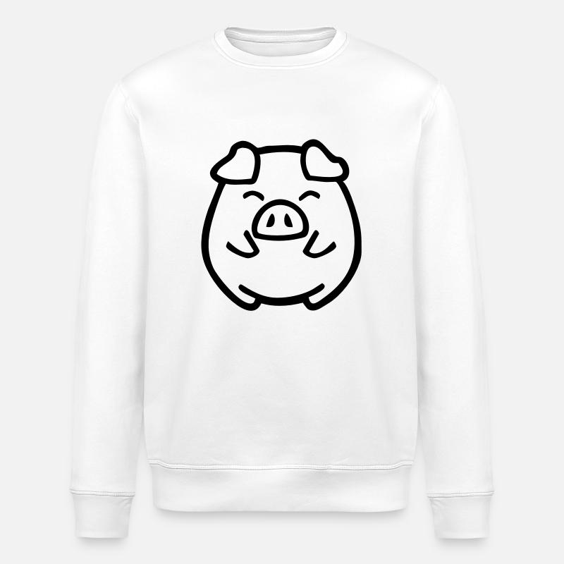 cute pig - Stanley/Stella ROLLER Unisex Organic Sweatshirt - white