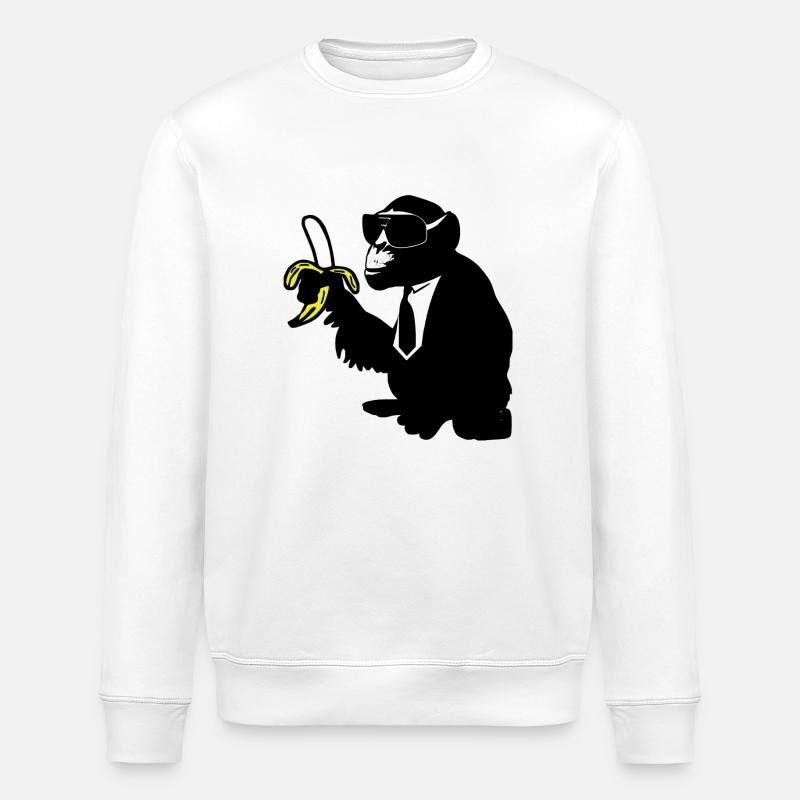 cool monkey karl - Stanley/Stella Unisex Bio-Sweatshirt ROLLER - Weiß
