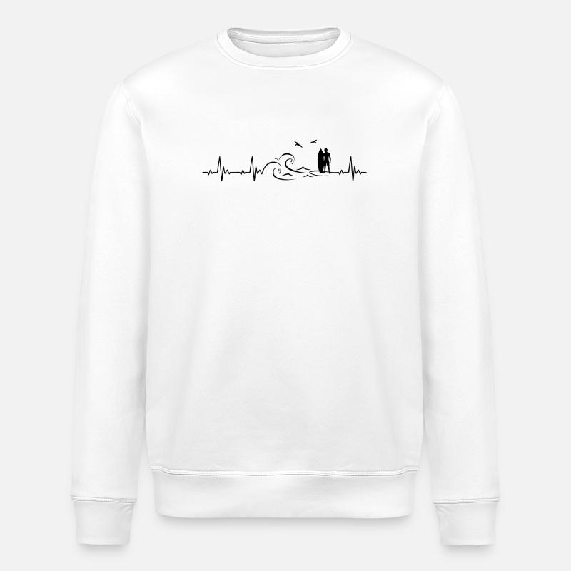 Surfer heartbeat frequency pulse ECG - Stanley/Stella ROLLER Unisex Organic Sweatshirt - white
