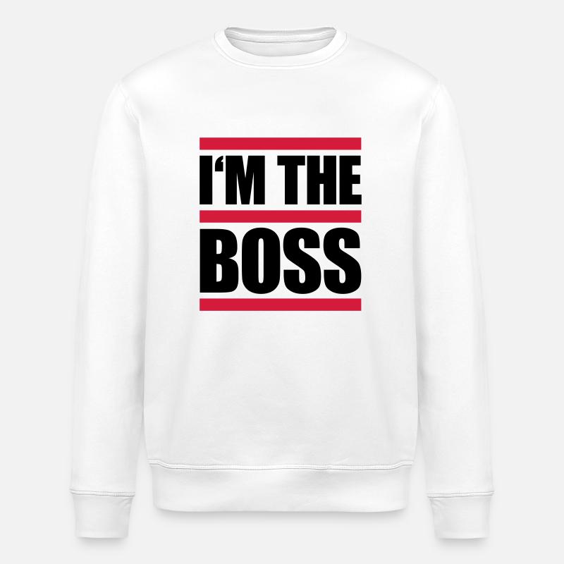 I'm The Boss Lines Logo - Stanley/Stella ROLLER Unisex Organic Sweatshirt - white