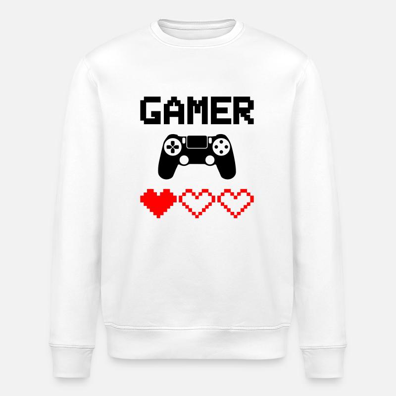 gamer hearts - Stanley/Stella Unisex Bio-Sweatshirt ROLLER - Weiß