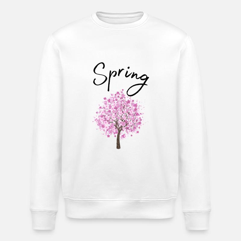 Printemps | Printemps | Arbre | Fleurs | Soleil - Sweat bio ROLLER Stanley/Stella Unisexe - blanc