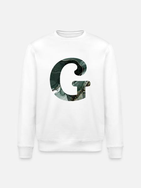 Letter g marbled green - Stanley/Stella ROLLER Unisex Organic Sweatshirt - white