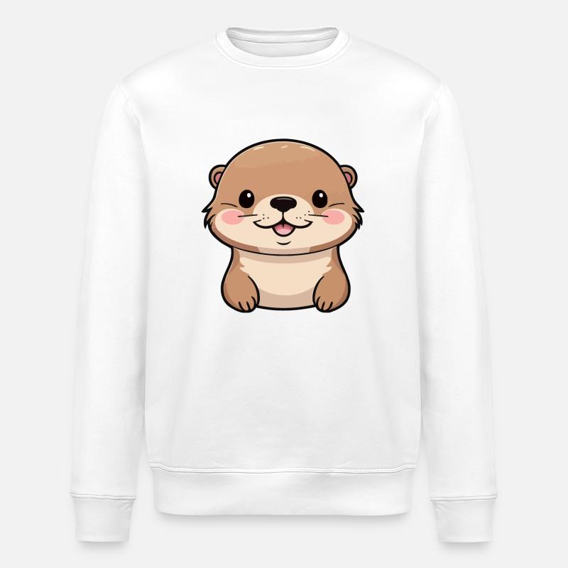 Cute Otter – Cute & Playful Design - Stanley/Stella ROLLER Unisex Organic Sweatshirt - white