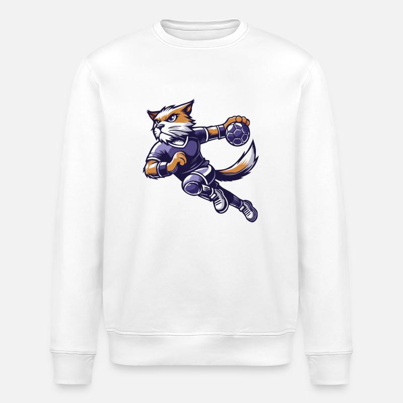 Le chat handballeur - Sweat bio ROLLER Stanley/Stella Unisexe - blanc