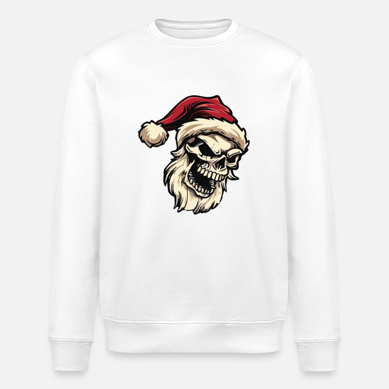 Weihnachtsmann Skull - Stanley/Stella Unisex Bio-Sweatshirt ROLLER - Weiß