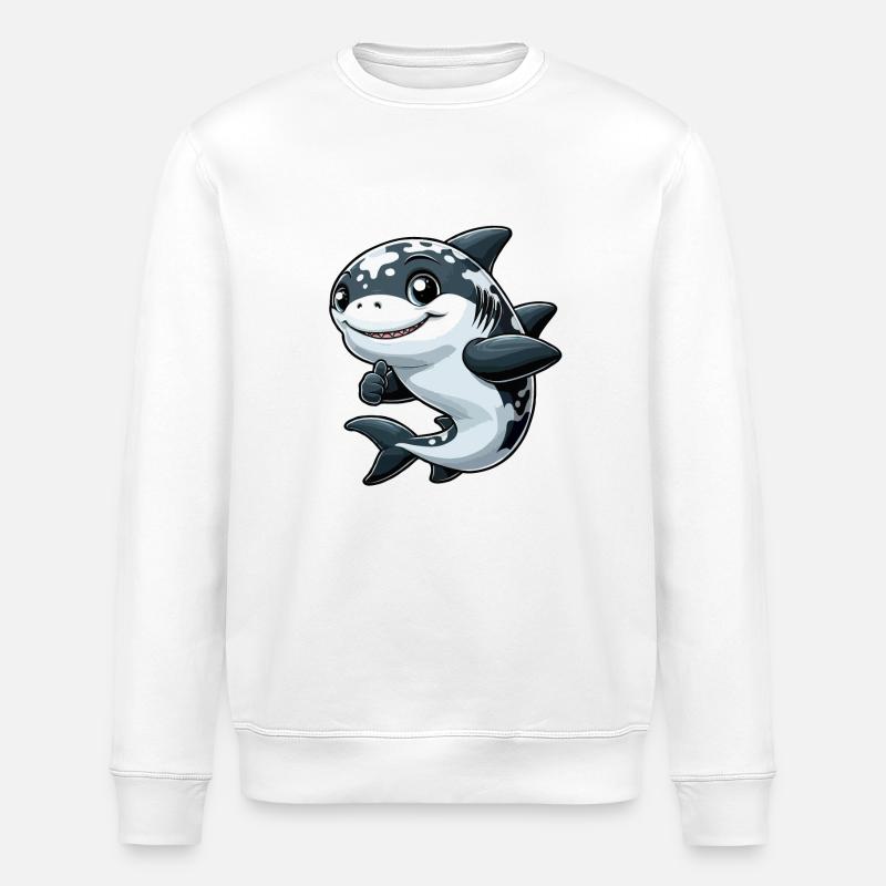 Glücklicher Hai - Stanley/Stella Unisex Bio-Sweatshirt ROLLER - Weiß