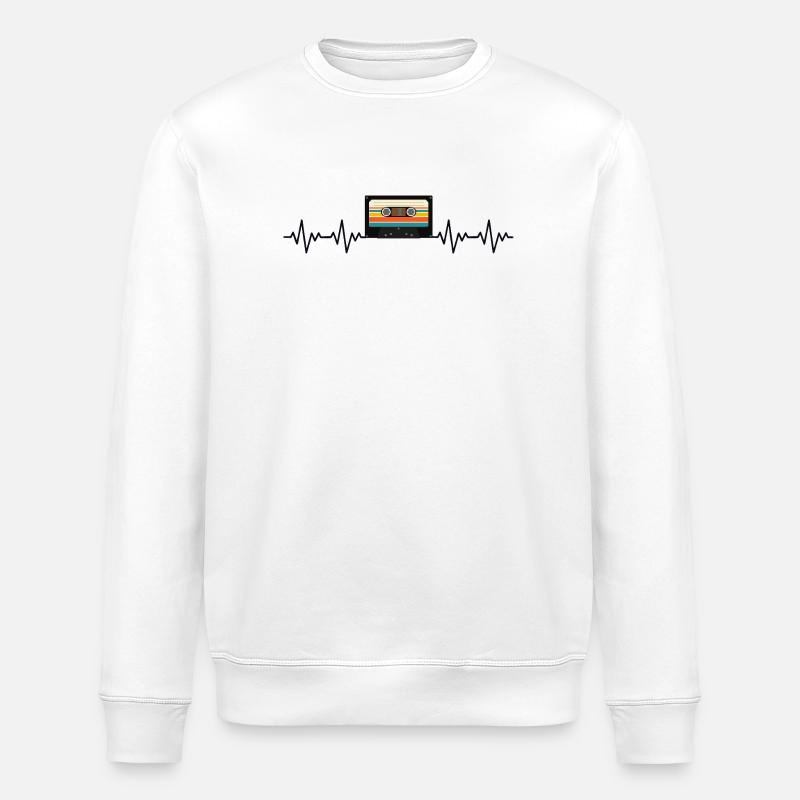 Kassette Retro EKG Herzschlag - Stanley/Stella Unisex Bio-Sweatshirt ROLLER - Weiß