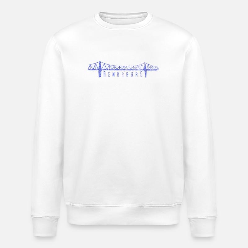 Rendsburg High Bridge – Sketched Skyline - Stanley/Stella ROLLER Unisex Organic Sweatshirt - white