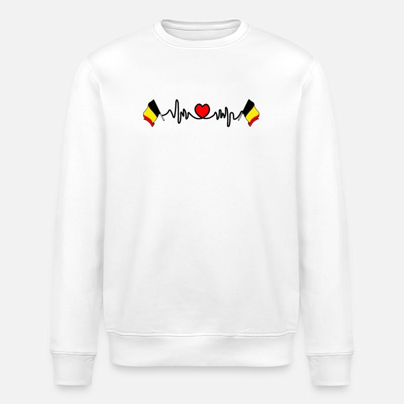 Heart rate cardio for Belgium - Stanley/Stella ROLLER Unisex Organic Sweatshirt - white