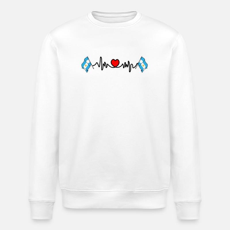 Cardio heart with flag Argentina - Stanley/Stella ROLLER Unisex Organic Sweatshirt - white