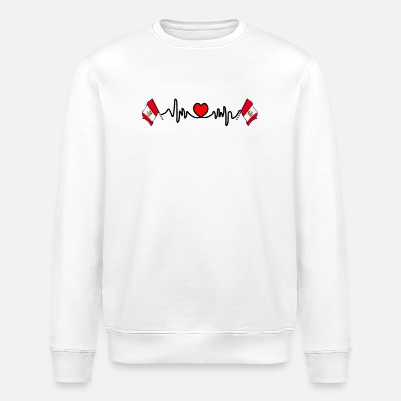 Cardio coeur avec drapeau Pérou - Sweat bio ROLLER Stanley/Stella Unisexe - blanc
