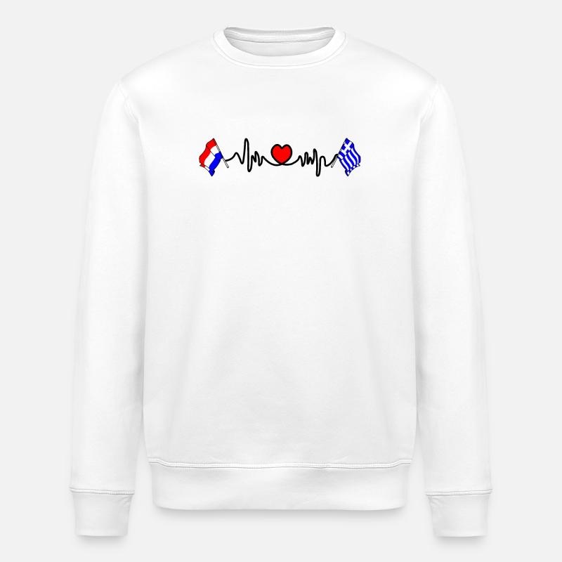 Cardio coeur avec drapeau Pays-Bas, Grèce - Sweat bio ROLLER Stanley/Stella Unisexe - blanc