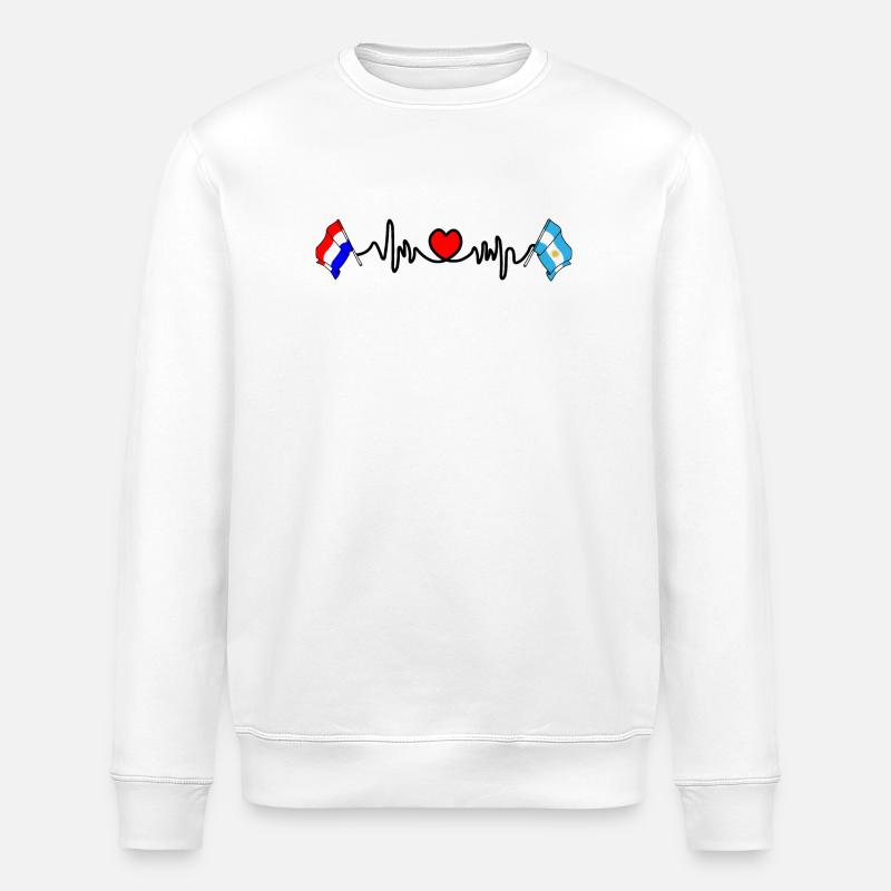 Cardio coeur avec drapeau Pays-Bas, Argentine - Sweat bio ROLLER Stanley/Stella Unisexe - blanc