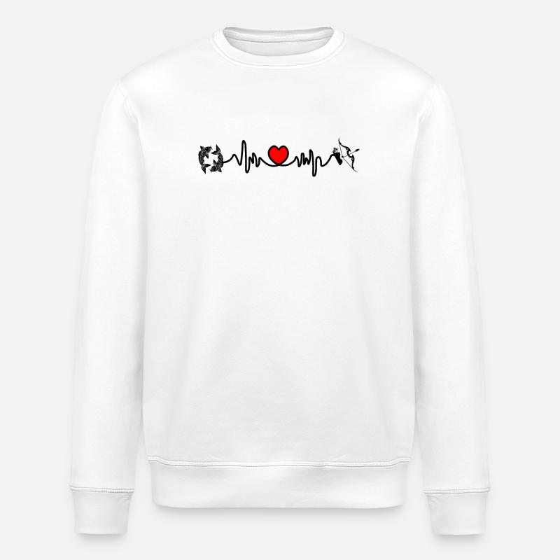 Fréquence cardiaque cardio Poissons Sagittaire - Sweat bio ROLLER Stanley/Stella Unisexe - blanc