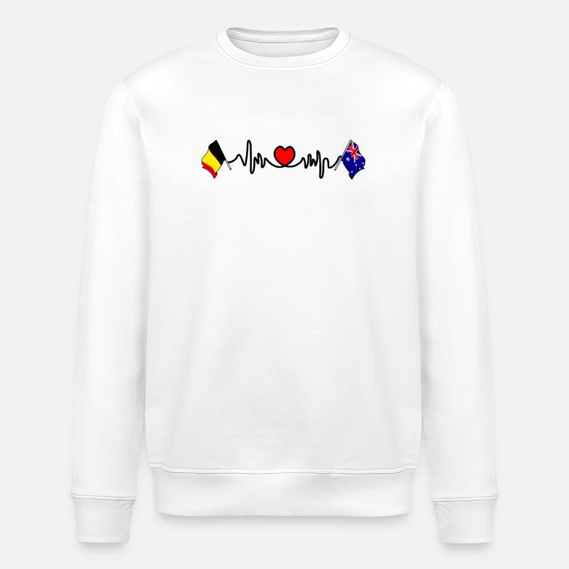 Cardio heart Drapeau Belgique, drapeau Australie - Sweat bio ROLLER Stanley/Stella Unisexe - blanc