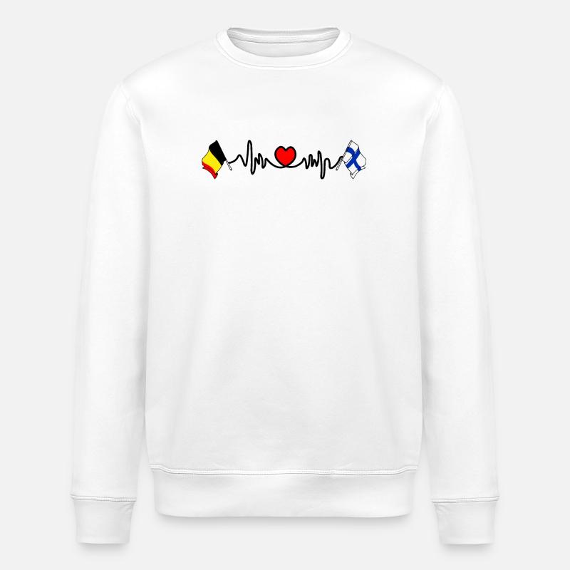 Cardio heart Drapeau Belgique, drapeau Finlande - Sweat bio ROLLER Stanley/Stella Unisexe - blanc