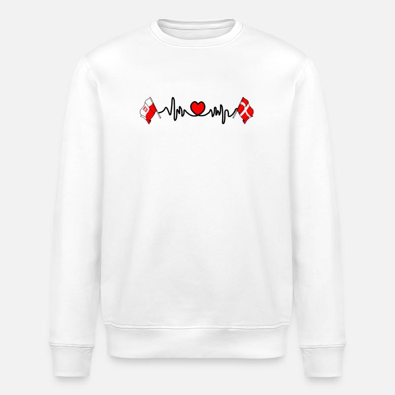 Cardio heart Drapeau Pologne, drapeau Danemark - Sweat bio ROLLER Stanley/Stella Unisexe - blanc