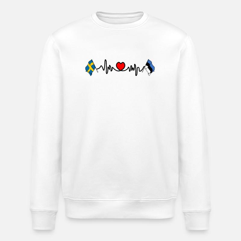 Cardio heart Drapeau Suède, drapeau Estonie - Sweat bio ROLLER Stanley/Stella Unisexe - blanc