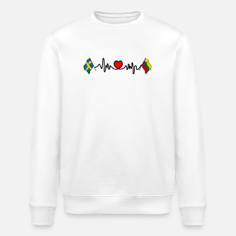 Cardio heart Drapeau Suède, drapeau Lituanie - Sweat bio ROLLER Stanley/Stella Unisexe - blanc