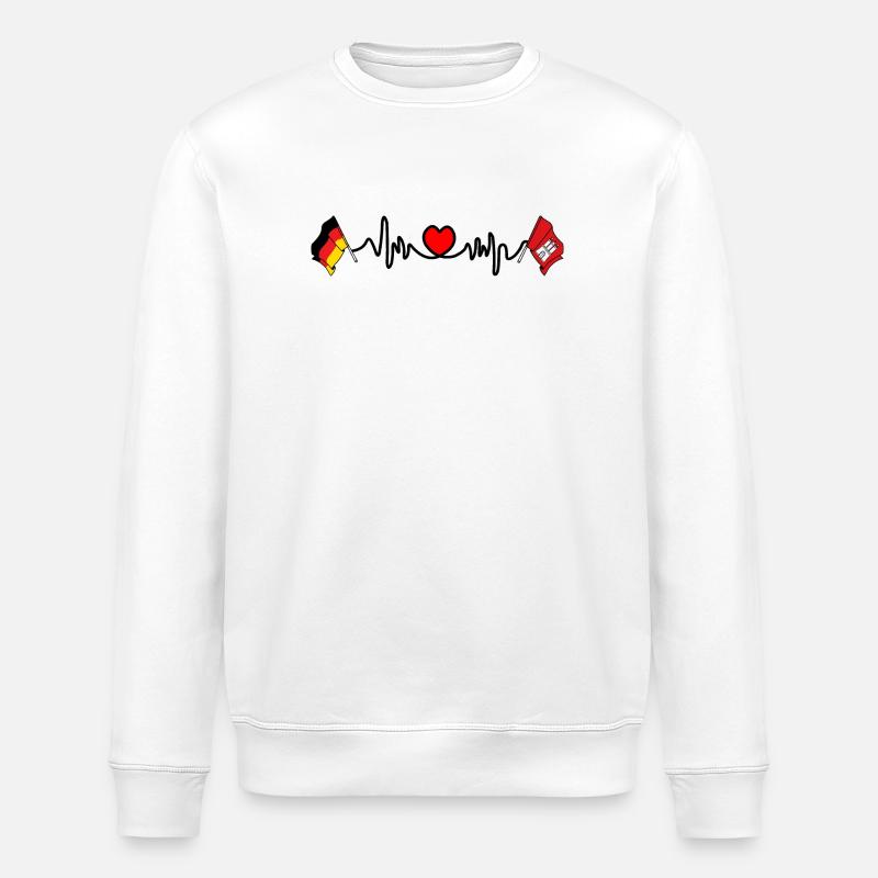 Cardio heart Drapeau Allemagne, drapeau Hambourg - Sweat bio ROLLER Stanley/Stella Unisexe - blanc