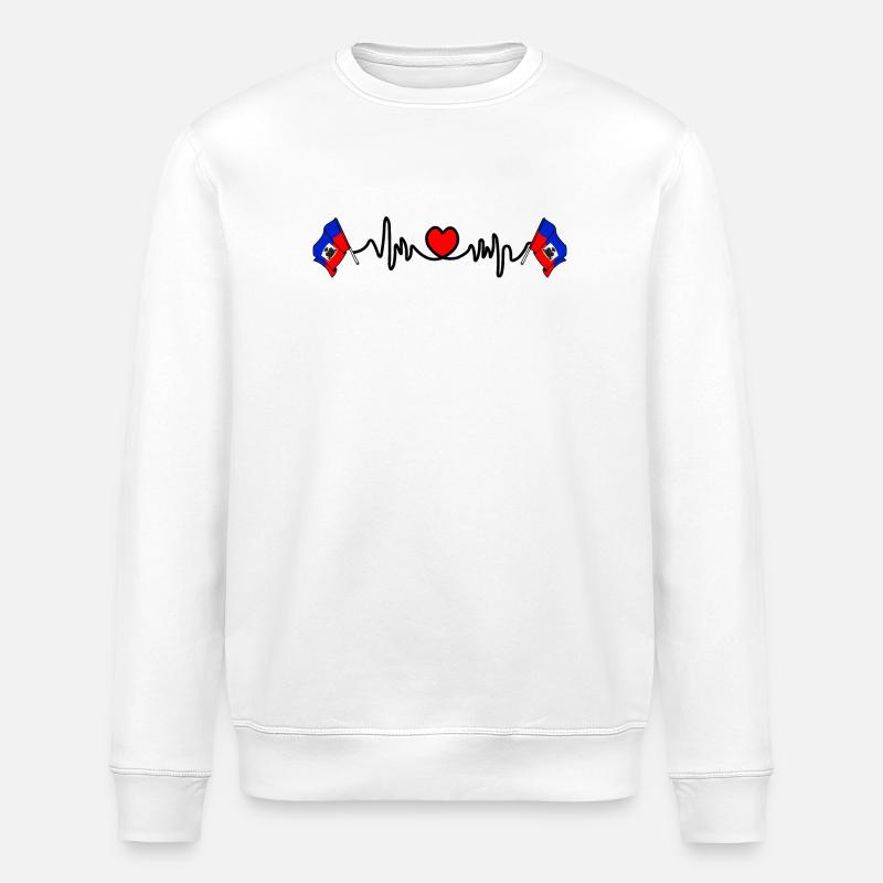 Herzfrequenz-Cardio für Haiti - Stanley/Stella Unisex Bio-Sweatshirt ROLLER - Weiß
