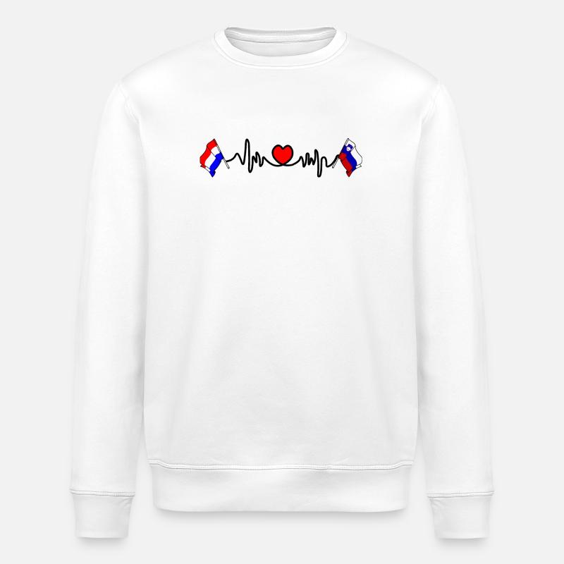 Cardio heart avec Flag Pays-Bas, Slovénie - Sweat bio ROLLER Stanley/Stella Unisexe - blanc