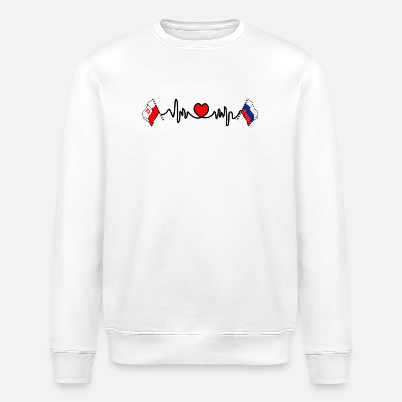 Cardio cardiaque Drapeau Pologne, Russie - Sweat bio ROLLER Stanley/Stella Unisexe - blanc