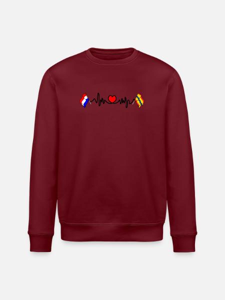 Cardio heart with Flag Netherlands, Overijssel - Stanley/Stella ROLLER Unisex Organic Sweatshirt - white