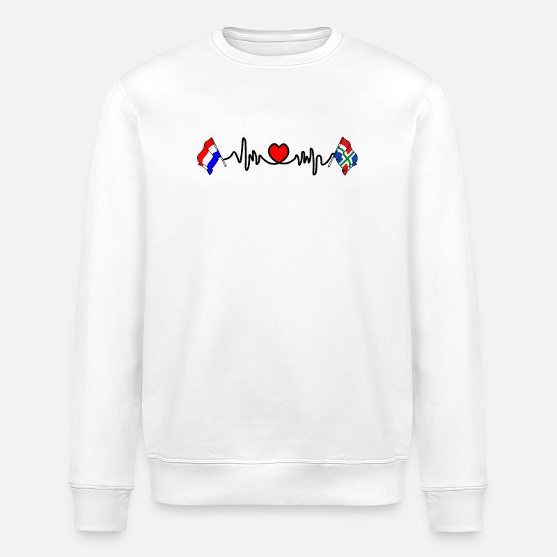 Cardio coeur Drapeau Pays-Bas, Groningue - Sweat bio ROLLER Stanley/Stella Unisexe - blanc