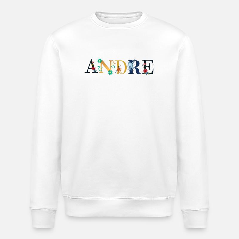 ANDRE Name mit Blumen geschmückt - Stanley/Stella Unisex Bio-Sweatshirt ROLLER - Weiß