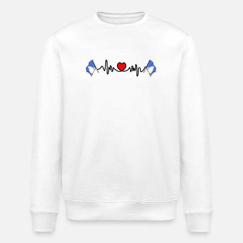 Herzfrequenz-Cardio mit zwei Flaggen von Akershus - Stanley/Stella Unisex Bio-Sweatshirt ROLLER - Weiß