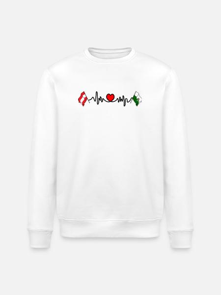 Steiermark-Flaggen mit Herzschlag - Stanley/Stella Unisex Bio-Sweatshirt ROLLER - Weiß