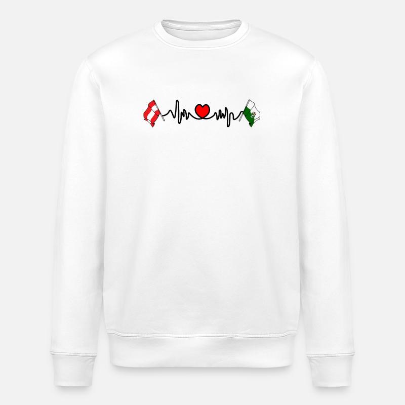Styria Flags with Heartbeat - Stanley/Stella ROLLER Unisex Organic Sweatshirt - white