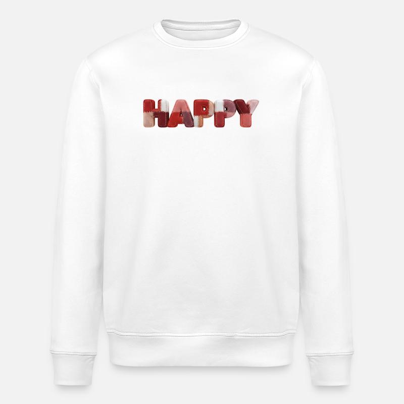 Happy Patchwork Design Stoffflicken Look - Stanley/Stella Unisex Bio-Sweatshirt ROLLER - Weiß
