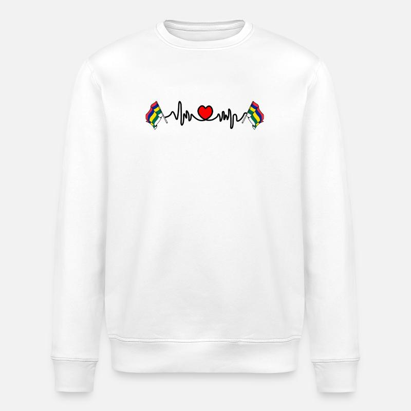 Terschelling Heartbeat – Island Pride - Stanley/Stella ROLLER Unisex Organic Sweatshirt - white