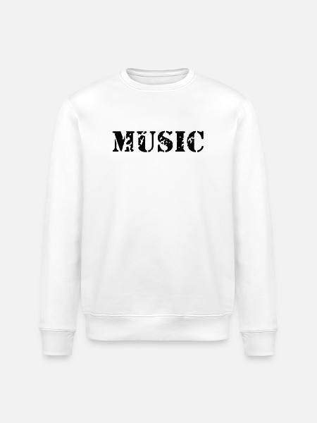 music as a stamp print design - Stanley/Stella ROLLER Unisex Organic Sweatshirt - white